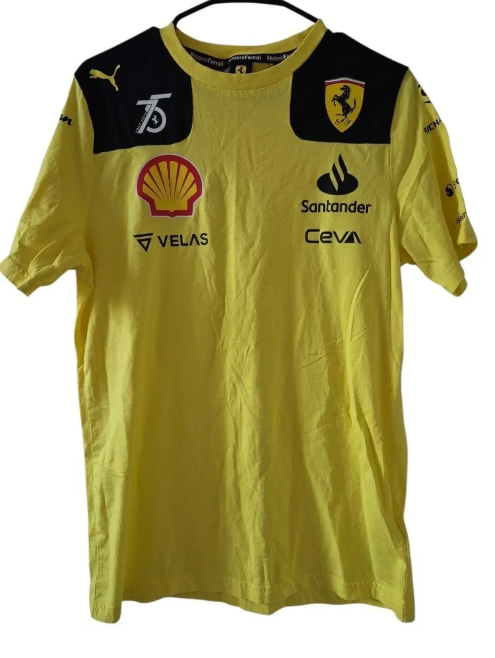 Official Ferrari Puma Monza 2022 Special Yellow Team Edition F1 Mens Issue Shirt